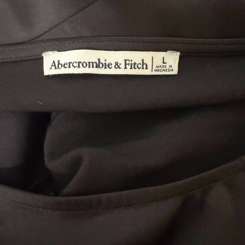 Abercrombie & Fitch Satin Long Sleeve Open Back Mini Dress Black Women's Size L - Picture 8 of 10